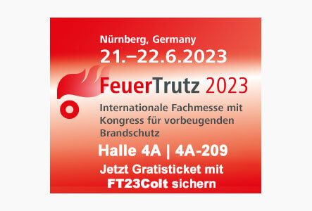 Besuchen Sie uns auf FeuerTrutz, der internationalen Fachmesse vom 21. - 22. Juni 2023 im Messezentrum Nürnberg, Halle 4A Stand 209